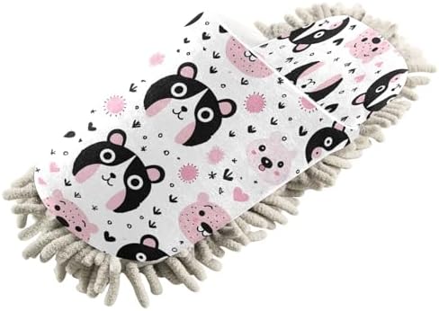 Bulletgxll Panda Faces Microfiber Cleaning Slippers - L
