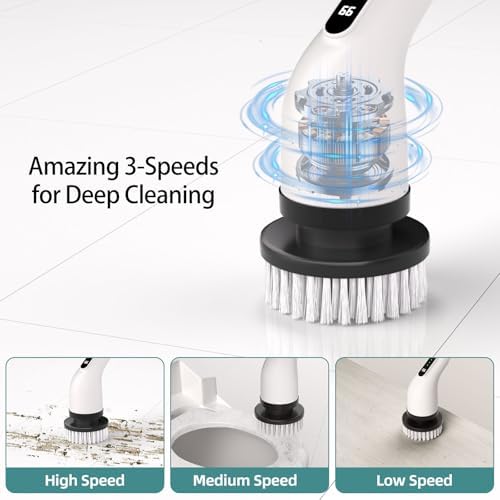 ELEBUILD 9in1 Electric Spin Scrubber with 8 Brush Heads