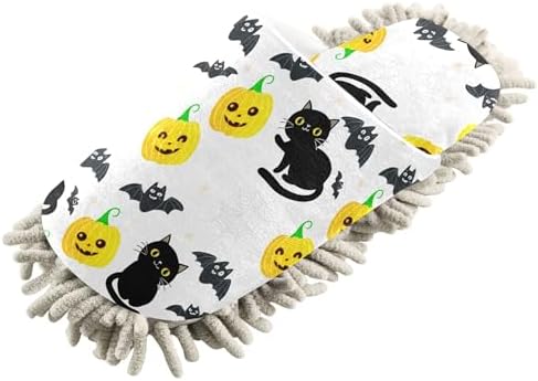 Burbuja Cats Bats Yellow Dust Mop Slippers for Home Cleaning