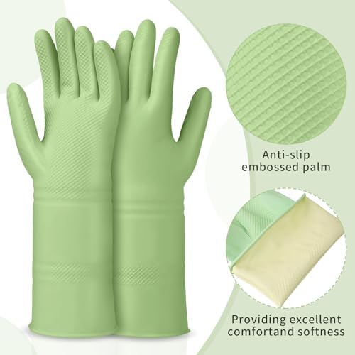 LYKACATT Reusable Rubber Dish Washing Gloves 3 Pairs Non-Slip Kitchen Gloves