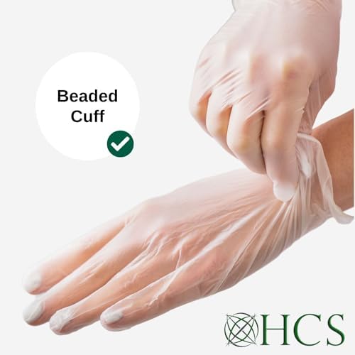 HCS Vinyl Gloves Clear Latex-Free Food Prep Cleaning Exam