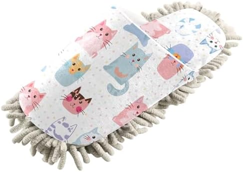 Burbuja Cartoon Cats Mop Slippers for Home Use