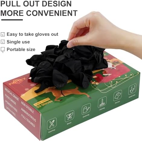 FINITEX Black Nitrile 62mil 50PCS Powder Free Gloves