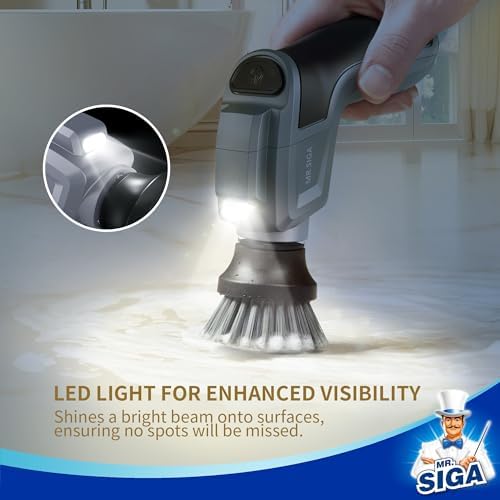 MRSIGA Cordless Spin Scrubber with 5 Brushes