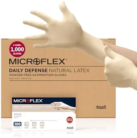 Microflex 10-754 Daily Defense Disposable Latex Gloves Natural