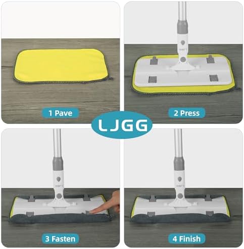LJGG Microfiber Mop with 4 Pads and Extendable Handle