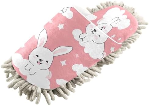 Bulletgxll Cute Rabbits Cleaning Slippers Washable Mop Pad