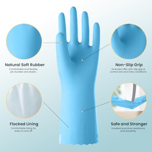 KAQ Reusable Rubber Gloves for Dishwashing and Cleaning