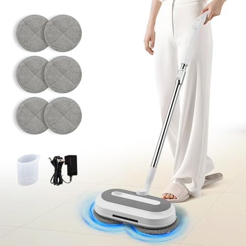 Hapyvergo Cordless Spin Mop with LED Light and Water Sprayer