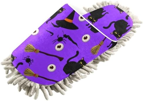 Burbuja Cats Witch Hats Microfiber Cleaning Slippers for Home Kitchen