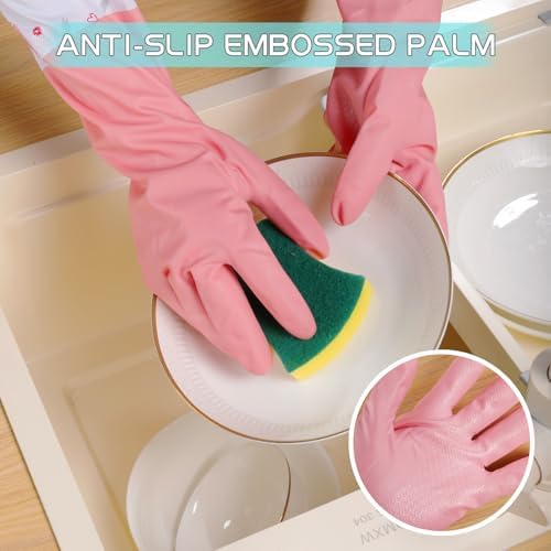 3Pcs Reusable Dishwashing Cleaning Gloves with Non-Slip Design and Cotton Lining