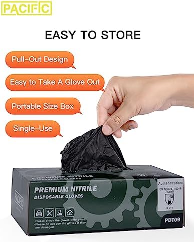 PACIFIC PPE Black Nitrile Gloves 6 Mil 100 Count XL