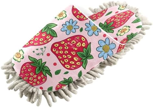 Zhirexin Cartoon Strawberry Cleaning Slippers Mop Shoes