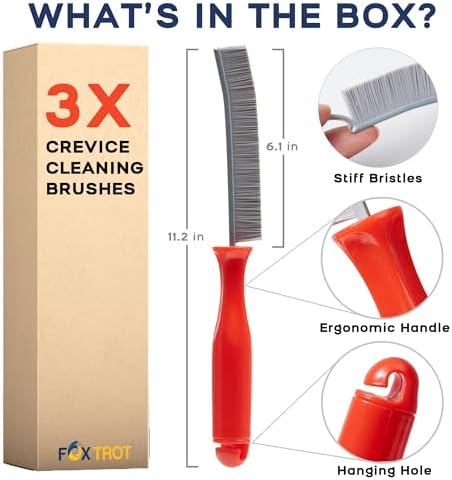 3 Pcs Hard Bristle Crevice Cleaning Brush Set for Home