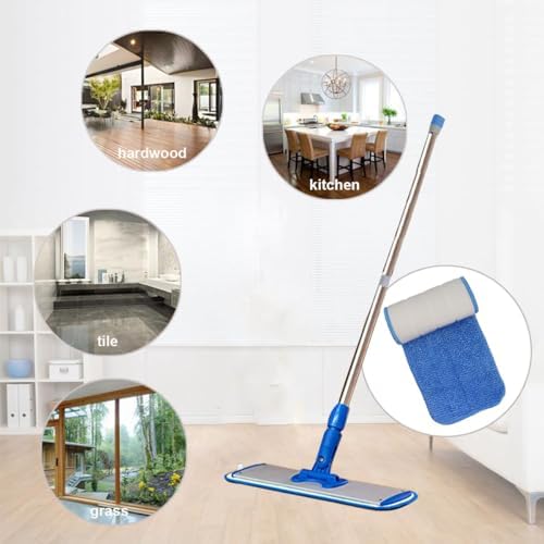18 Inch Microfiber Mop Pads - 10 Pack Blue Replacement Heads for Bona