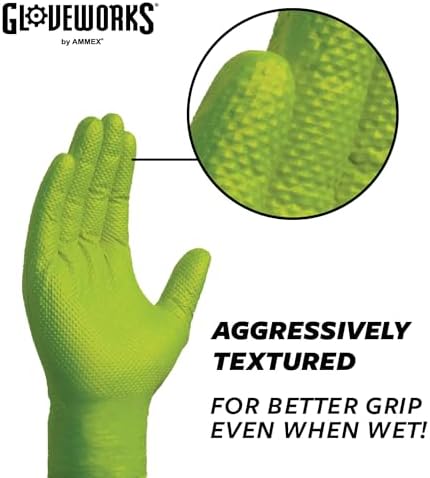 GLOVEWORKS Heavy Duty Nitrile Gloves with Diamond Grip