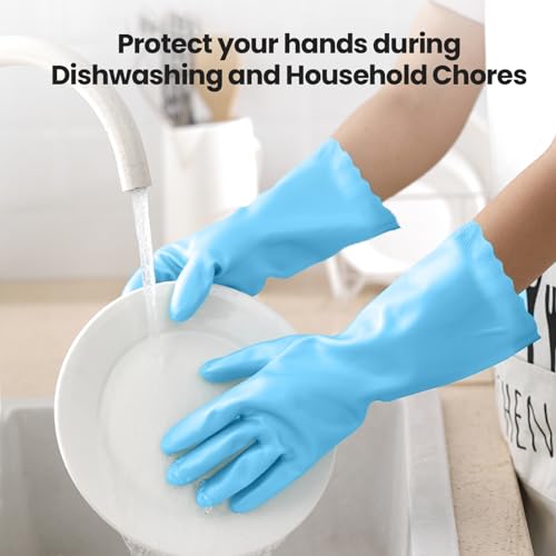 KAQ Reusable Rubber Gloves for Dishwashing and Cleaning
