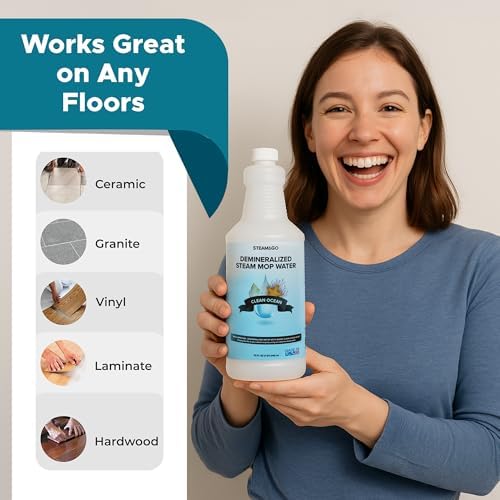 Steam Go Demineralized Water - 32oz Ready-to-Use for Steam Mops