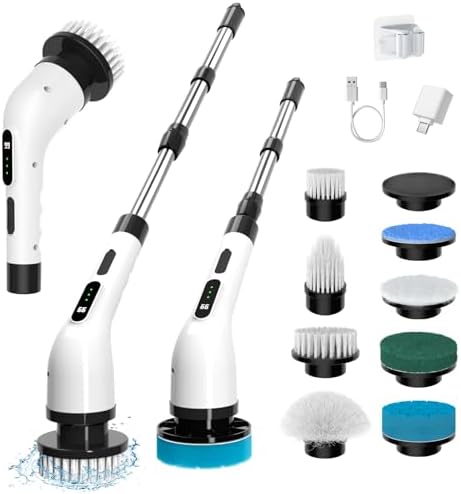 ELEBUILD 9in1 Electric Spin Scrubber with 8 Brush Heads