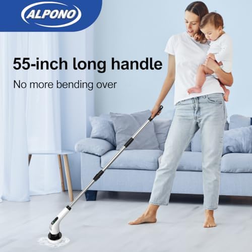 ALPONO Electric Spin Scrubber with 7 Heads and Long Handle