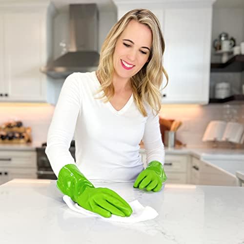 Kitchen Star Ultimate Rubber PVC Gloves with Cotton Lining Green Small
