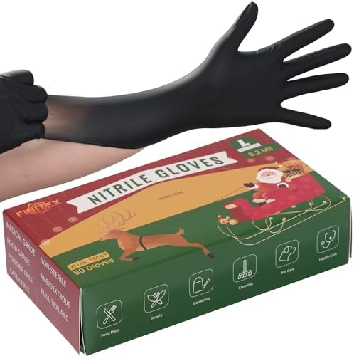 FINITEX Black Nitrile 62mil 50PCS Powder Free Gloves