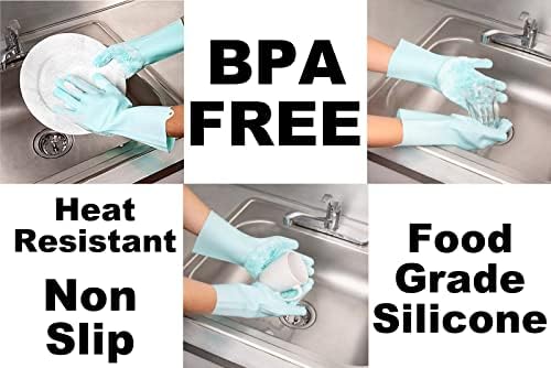 ALAZCO 1 Pair BPA Free Silicone Scrubbing Gloves