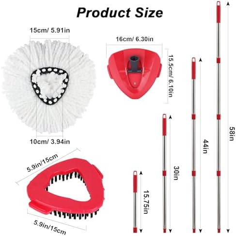 Sgizoku Spin Mop Head Refill - 4 Pads 1 Base 1 Handle