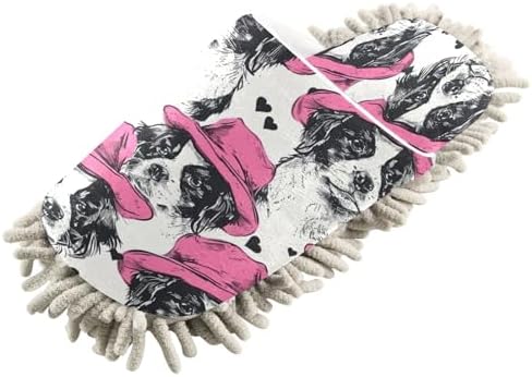 Bulletgxll Dog with Pink Hats Mop Slippers