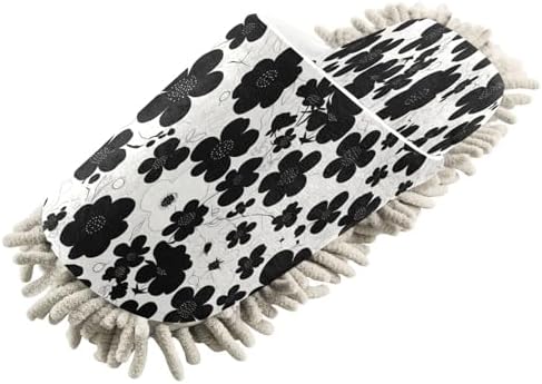 Zhirexin Black Flowers Cleaning Slippers