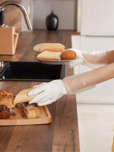 LANON 3 Pairs Skin-Friendly Cleaning Gloves Non-Slip Reusable Brilliant White Medium