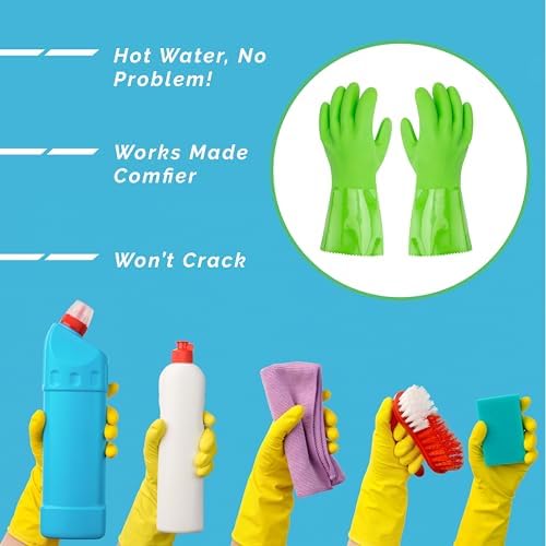 Kitchen Star Ultimate Rubber PVC Gloves with Cotton Lining Green Small