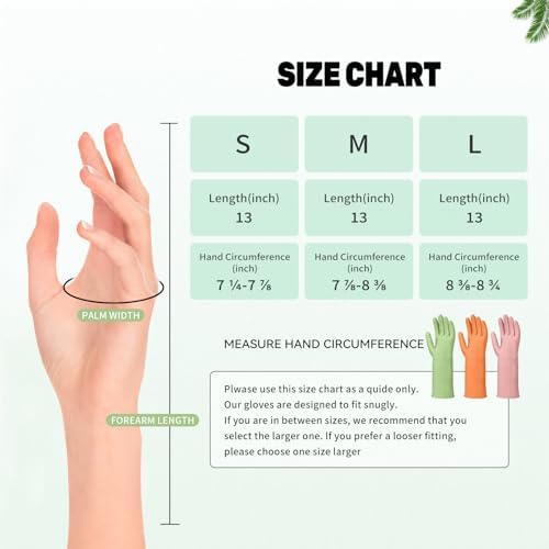 LYKACATT Reusable Rubber Dish Washing Gloves 3 Pairs Non-Slip Kitchen Gloves