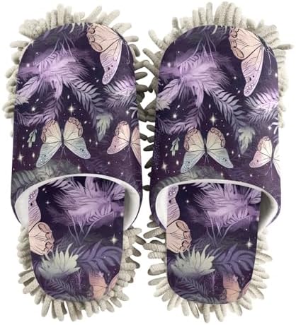 RunningBear Butterfly Purple Mop Slippers Unisex