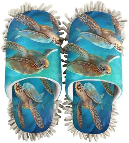 Bulletgxll Sea Turtle Mopping Slippers Microfiber Washable