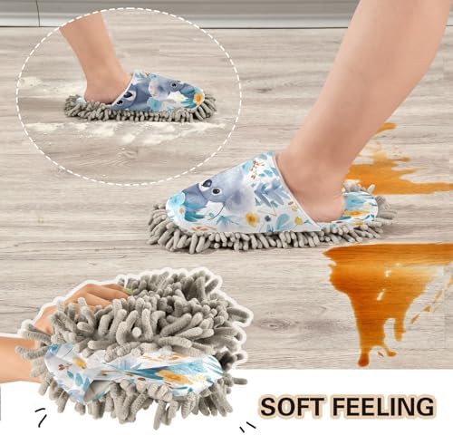 Bulletgxll Mop Slippers with Microfiber Pad for Easy Cleaning