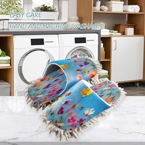 Zhirexin Beautiful Colorful Flowers Cleaning Slippers