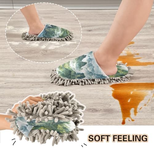 Zhirexin Dark Green Mopping Slippers - Washable Comfortable