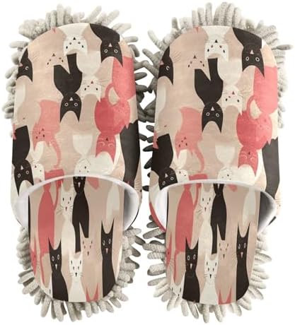 Bulletgxll Cats Pattern Mopping Slippers - M