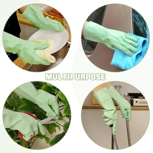 LYKACATT Reusable Rubber Dish Washing Gloves 3 Pairs Non-Slip Kitchen Gloves