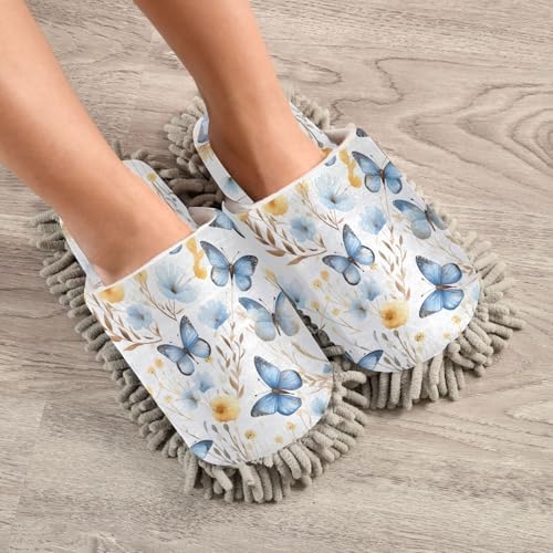 RunningBear Flower Butterfly Mop Slippers for Women Men 1