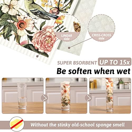 Cunhill 6 Pcs Swedish Flower Dish Cloths Reusable and Washable