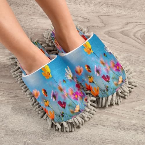 Zhirexin Beautiful Colorful Flowers Cleaning Slippers