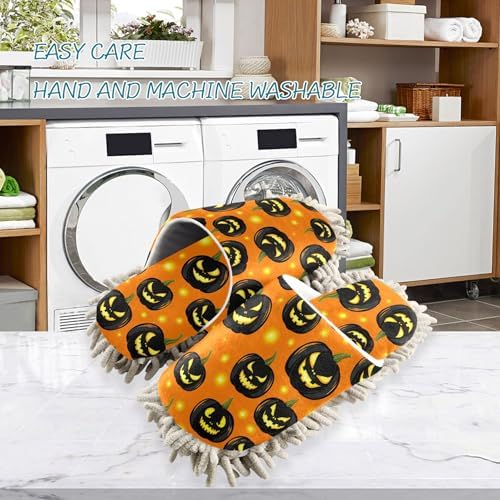 Burbuja Glowing Pumpkins Mop Slippers for Home Cleaning