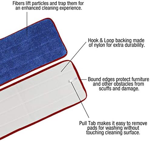 CleanAide All-Purpose Mega Microfiber Mop Pads 6-Pack Red
