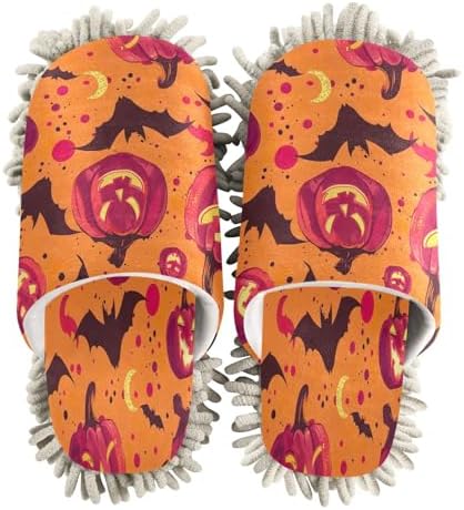 Zhirexin Halloween Red Pumpkin Cleaning Slippers