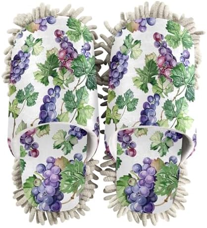 RunningBear Purple Grapes Mop Slippers for Cleaning
