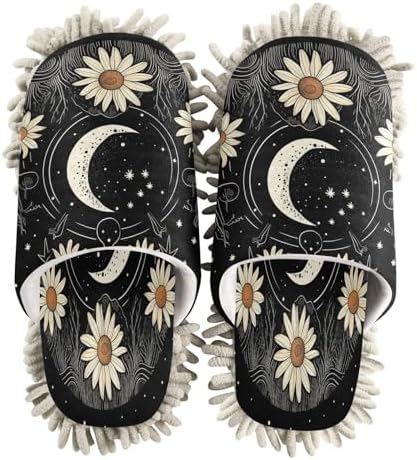 Bulletgxll White Sun Flower Mopping Slippers - Washable Comfortable