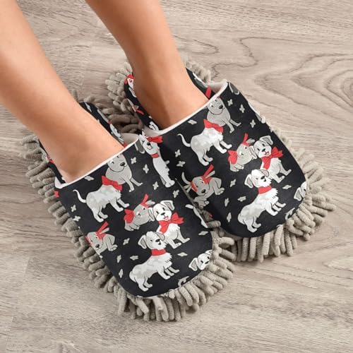 Bulletgxll Dog Pattern Mopping Slippers - Washable and Soft
