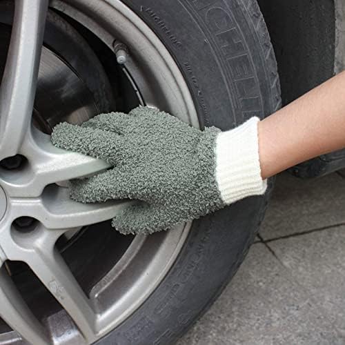MIG4U Microfiber Dusting Gloves 2 Pairs Gray